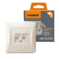Розетка CAT6+CAT6 двойная компьютерная крем Videx Binera 
